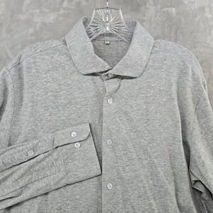 State and Liberty Button Down Mens Large Gray Stretch Cotton Long Sleeve Shirt